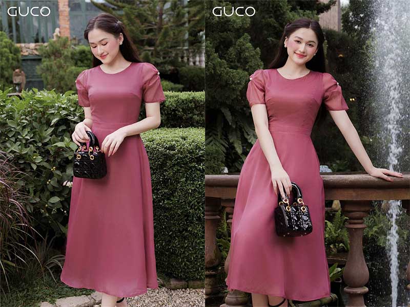 váy hồng pastel dự tiệc