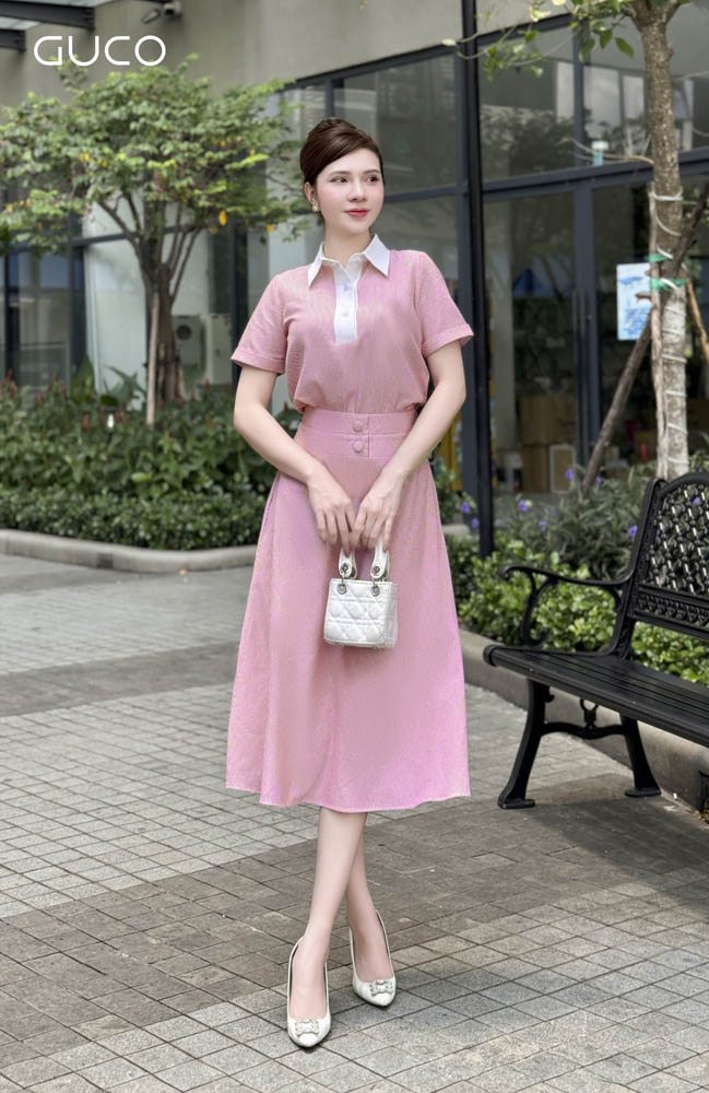 Chân Váy Xòe A Kẻ Sọc - Đỏ CV227