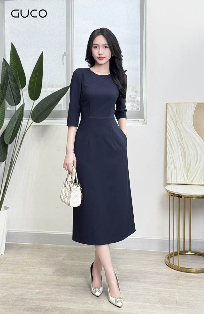 Đầm Công Sở A Tay Lỡ - Xanh Đen 4863