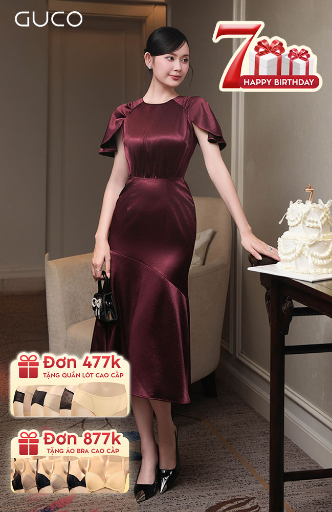 Đầm Lụa Dự Tiệc Đuôi Cá - Đỏ 4868