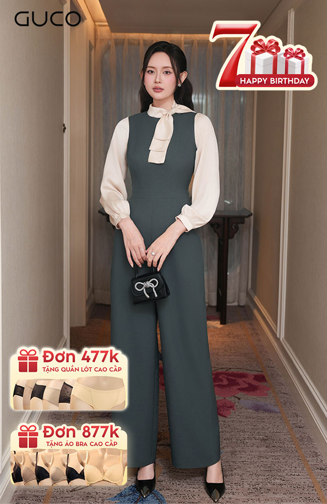 Jum Ống Suông Tay Dài Phối - Xanh Xám 4894
