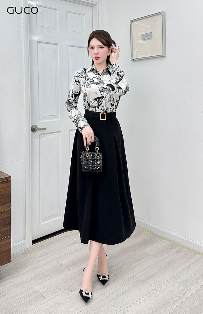 Chân Váy Xòe Xếp 2 Ly - Đen CV250