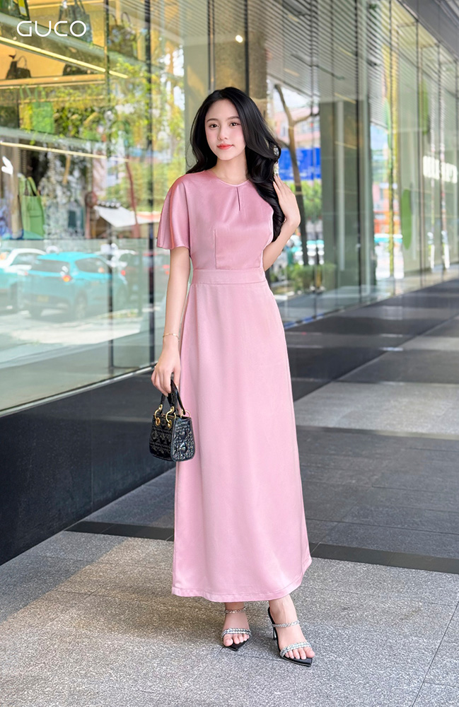 Đầm Lụa A Tay Con - Hồng 4876