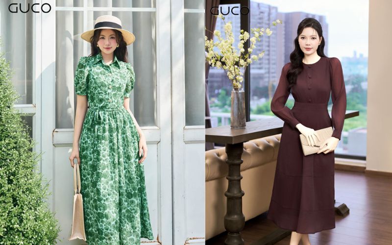 4 Đầm suông tuổi trung niên giấu bụng sang trọng quý phái