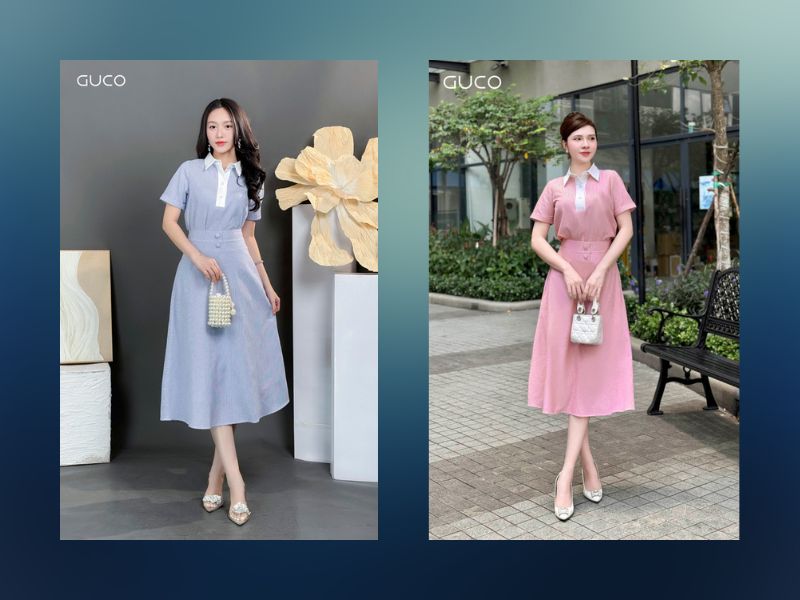 Đầm kẻ sọc sang trọng trẻ trung dễ dàng gây ấn tượng