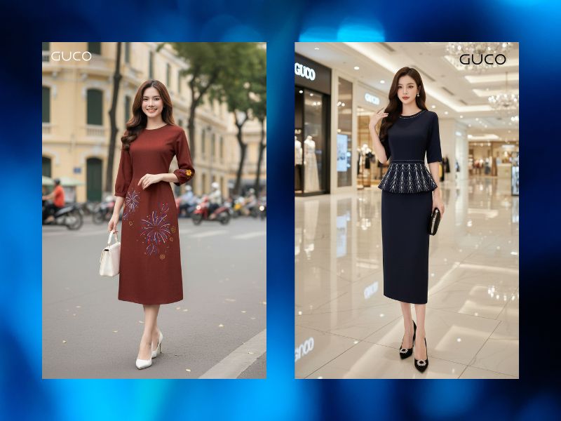 Đầm suông thêu hoa sang trọng quyến rũ trong mọi buổi tiệc