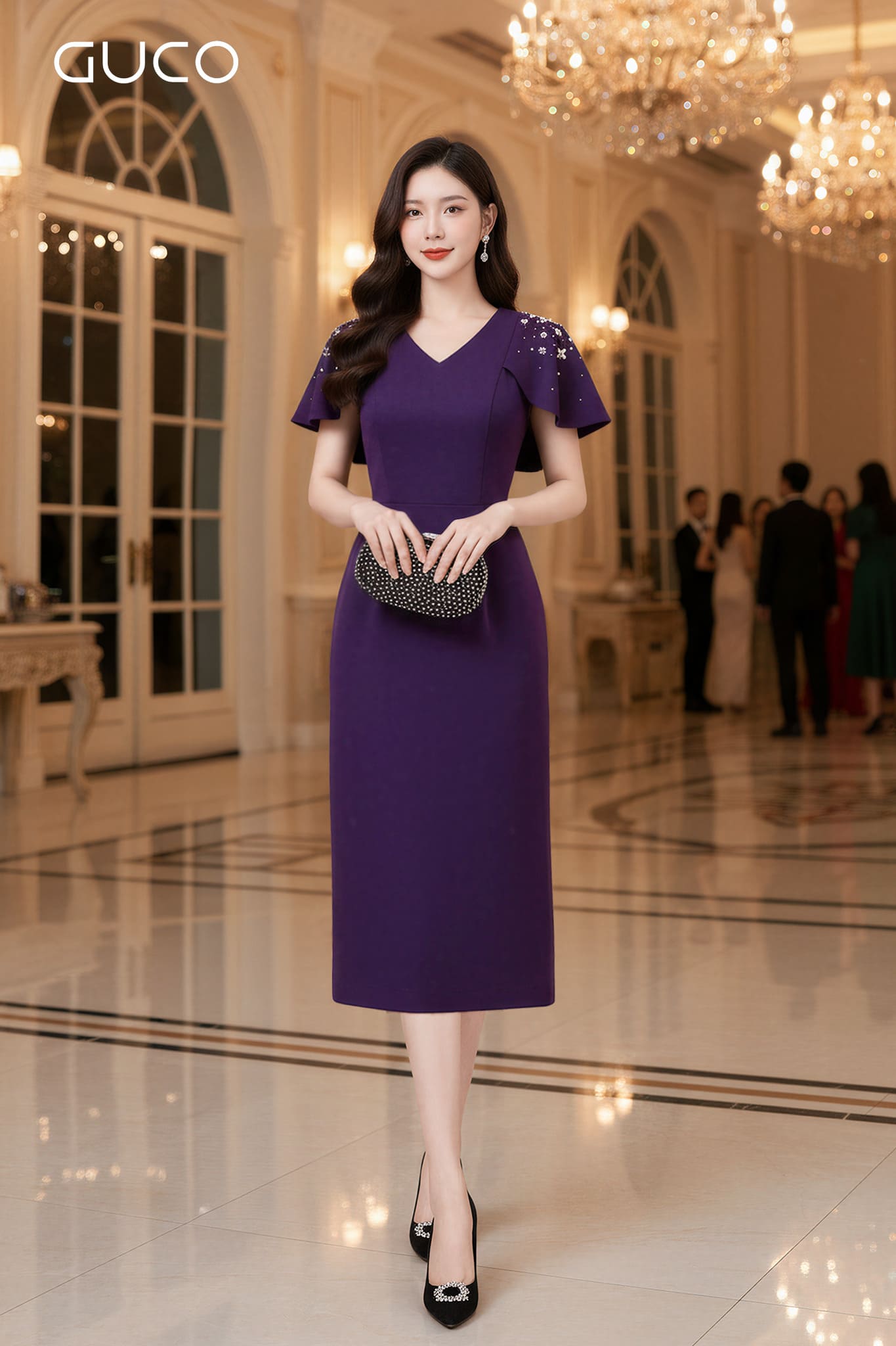 GUCO Đầm Tím Đính Đá Dự Tiệc - 5092
