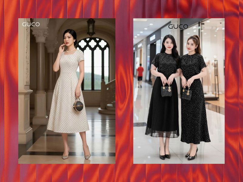 Chân váy dài chấm bi màu nào đẹp? Phối áo gì hợp nhất?