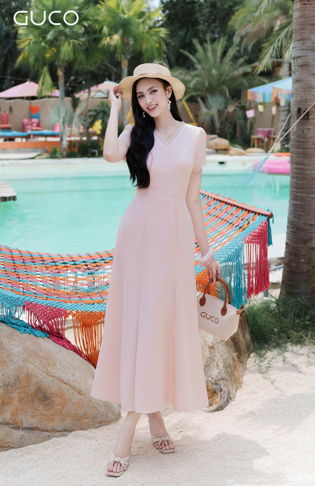 Đầm Maxi Hồng Pastel Thanh Lịch - 5157