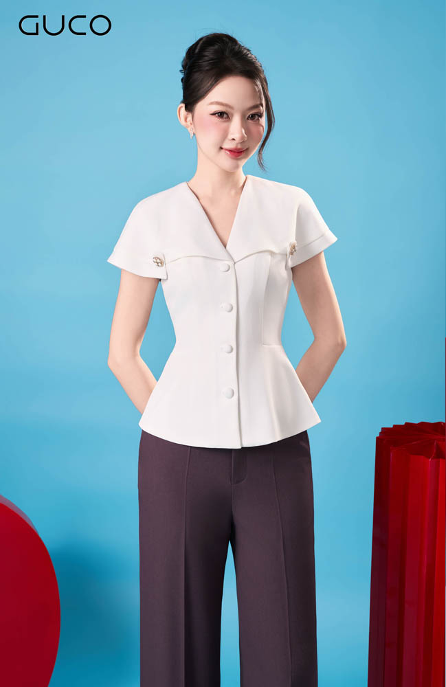 Áo Peplum Công Sở Cổ V Thanh Lịch - A709
