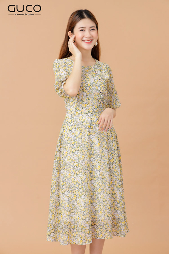 Đầm xòe hoa 2194 sang trọng