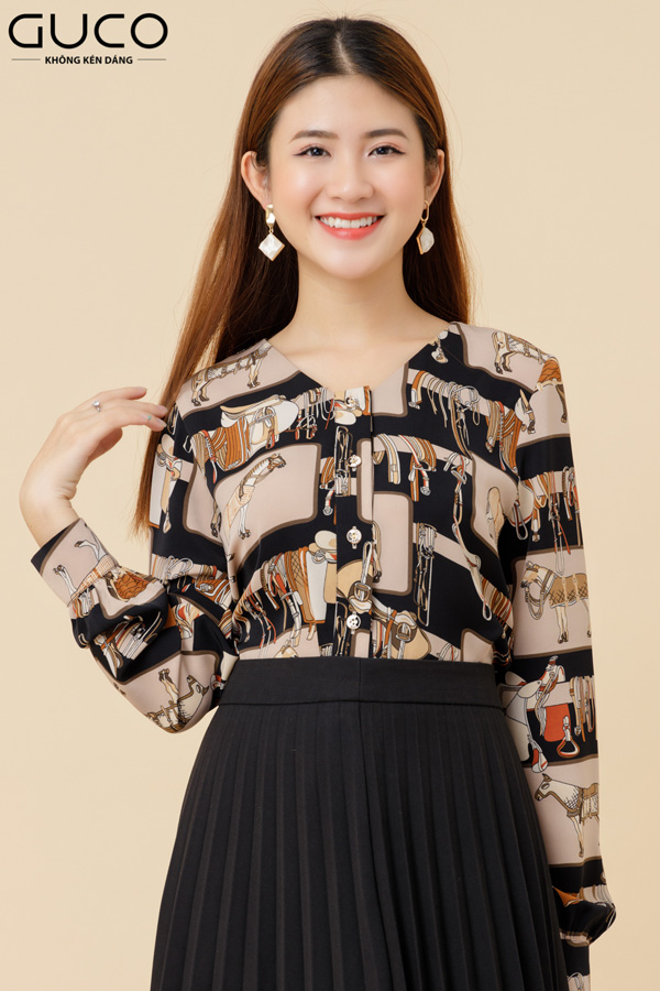 Áo sơ mi nữ in họa tiết A172