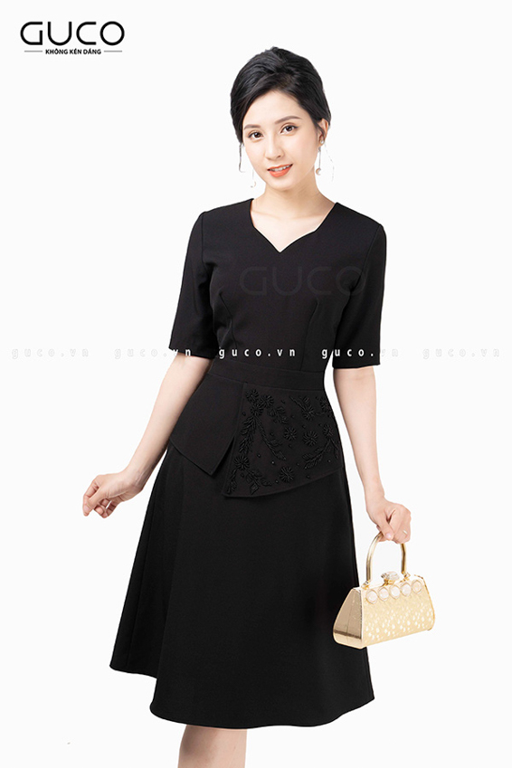 Đầm dự tiệc đính cườm 2444 màu đen