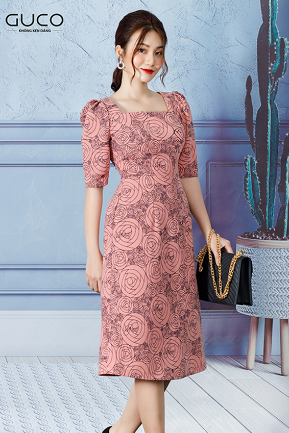 Đầm in hoa hồng 3190