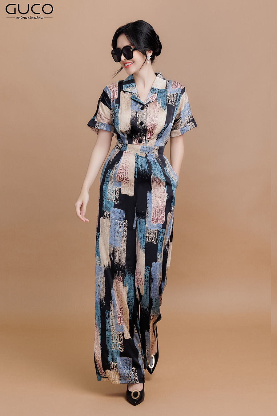Jumpsuit cổ vest 3380