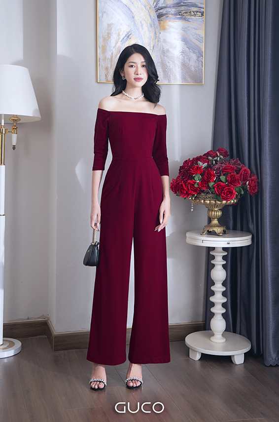 Jumpsuit suông tay lỡ bẹt vai 4041 -  Đỏ